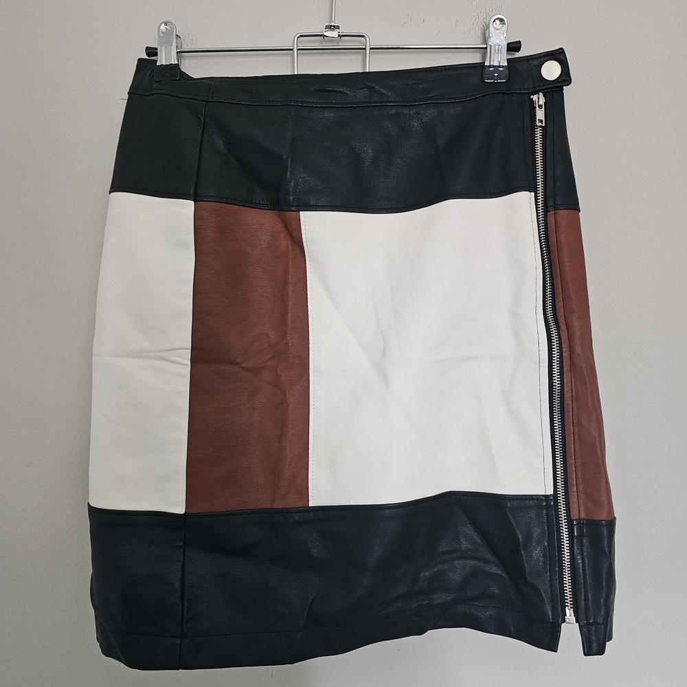 INC International Concepts Black, White, and Brown Colorblock Skirt Sz 4
